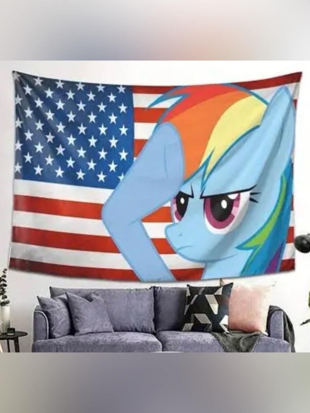 My Little Pony Rainbow Dash American Flag Wall Tapestry - Blue
